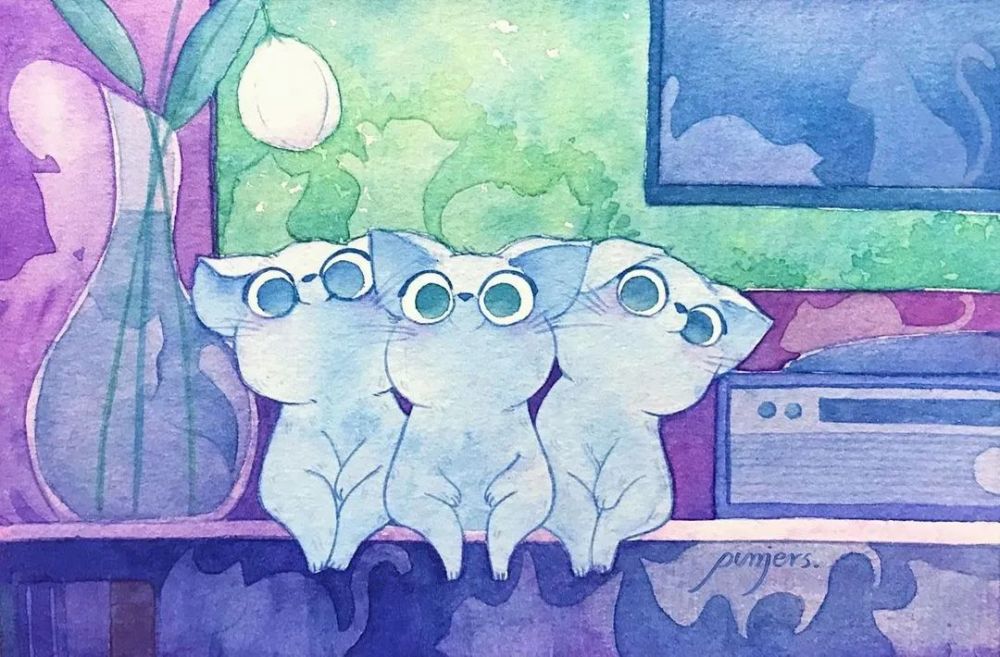水彩|水彩插画 萌物水彩 插画师purr.jers