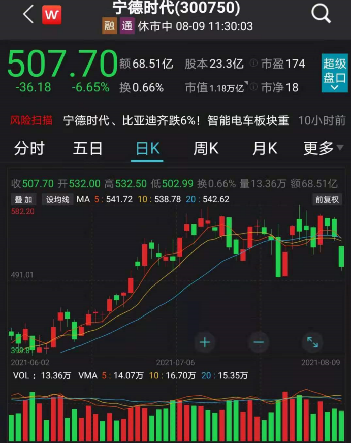 两大热门赛道双双熄火!宁德时代大跌近7,比亚迪失守300