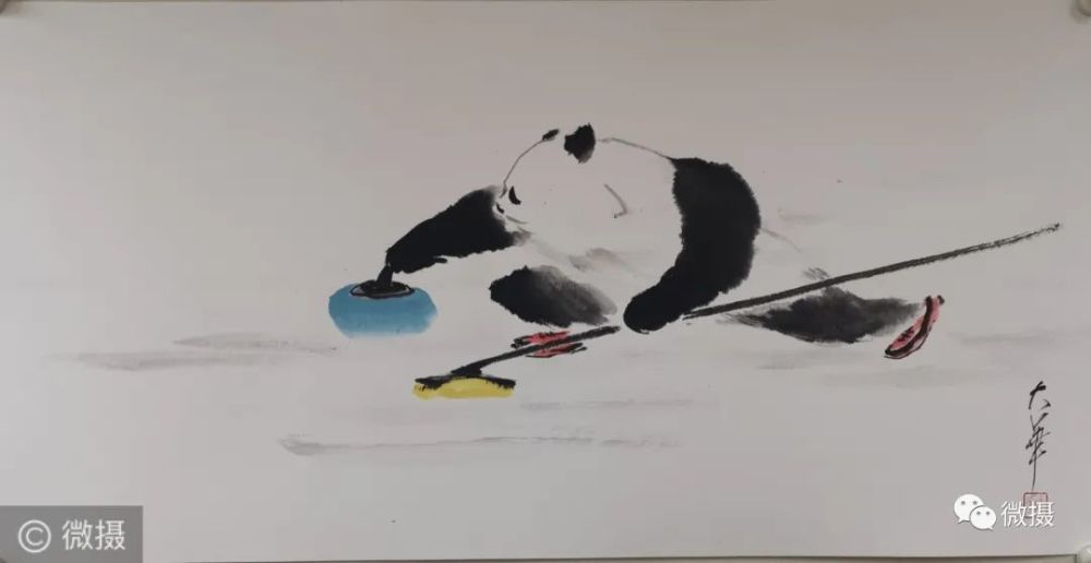 著名画家张大华先生连绘熊猫作品