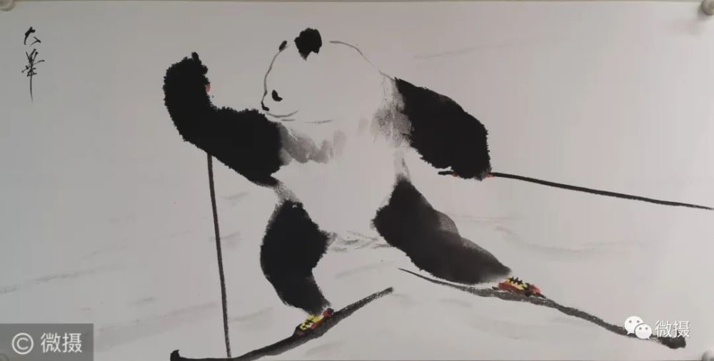 著名画家张大华先生连绘熊猫作品
