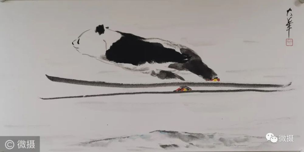 著名画家张大华先生连绘熊猫作品