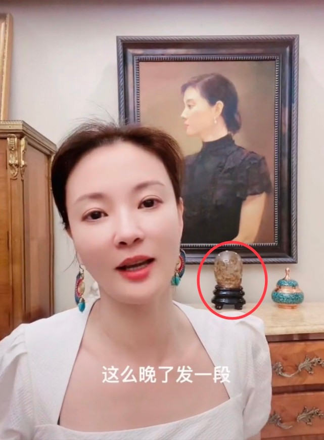 央视美女主持刘芳菲晒近况,身后肖像画显眼,家中宝石摆件不一般