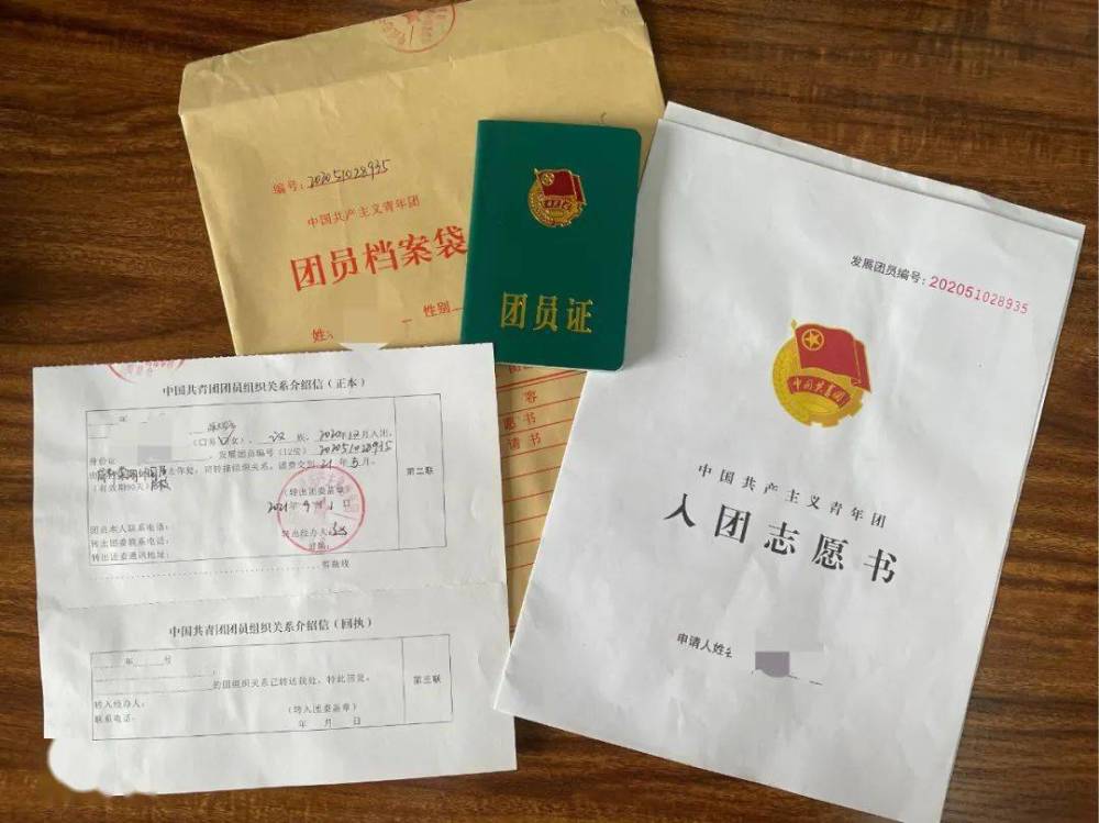 (3)团组织关系转接介绍信:团员档案中,入团志愿书封面的发展团员编号