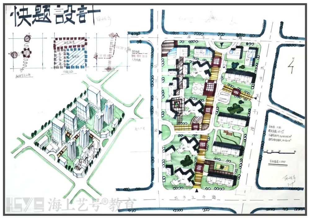 快题课堂某中等城市地块城市设计