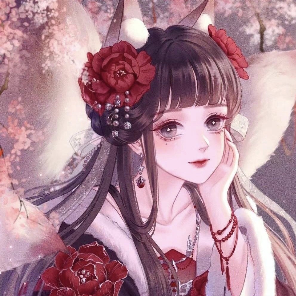惊艳红色古风动漫女子头像