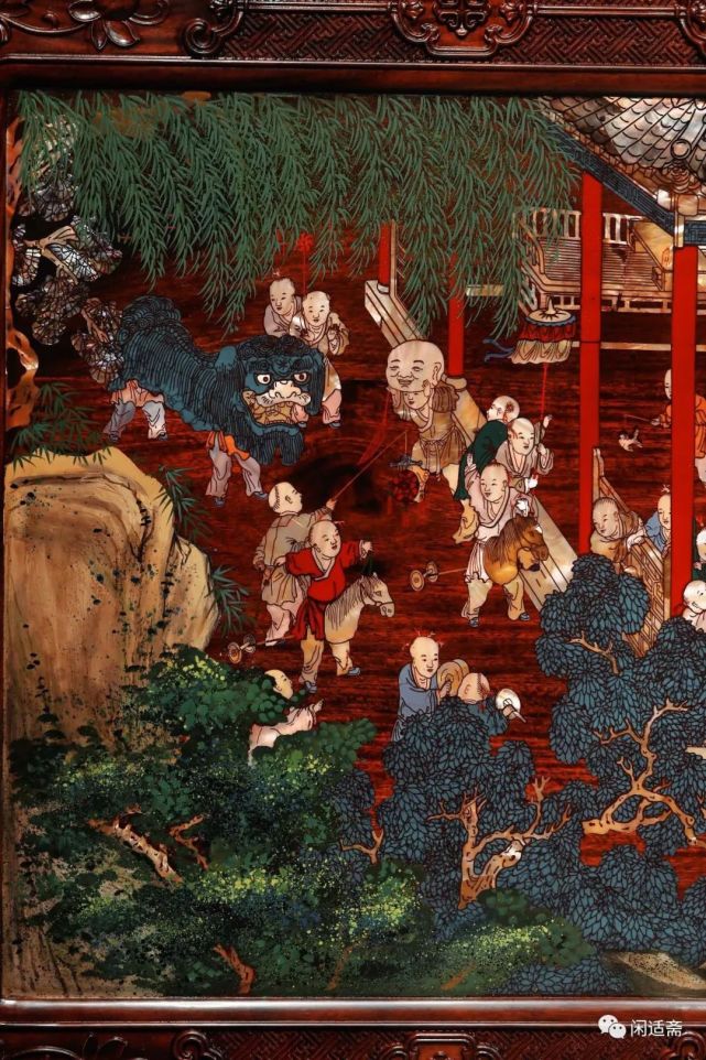 传世之作,非遗螺钿镶嵌工艺,百子图挂屏|周文王|百子图|非遗