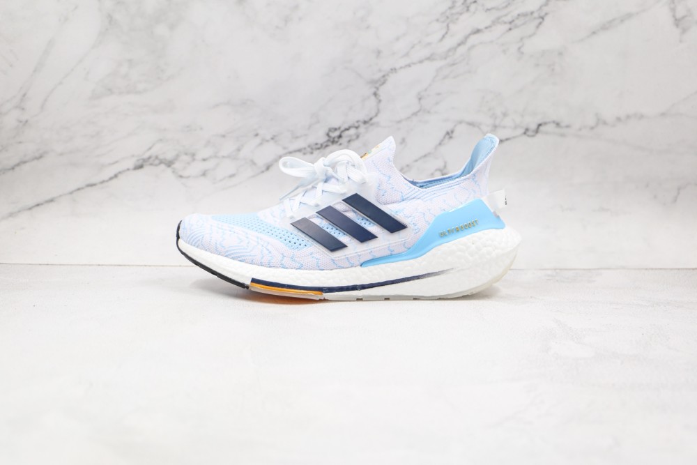 阿迪达斯adidasultraboost2021爆米花ub70白蓝色慢跑鞋