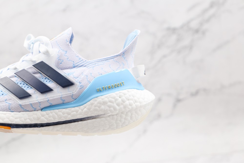 阿迪达斯adidasultraboost2021爆米花ub70白蓝色慢跑鞋