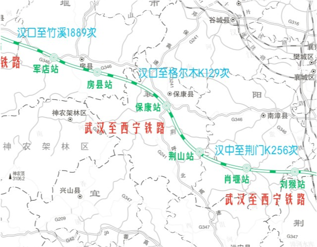 武汉至西宁铁路(英山至竹溪段)规划图