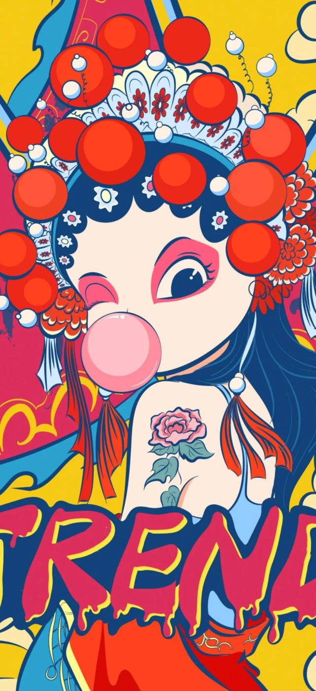 花里胡哨的国潮风手机壁纸