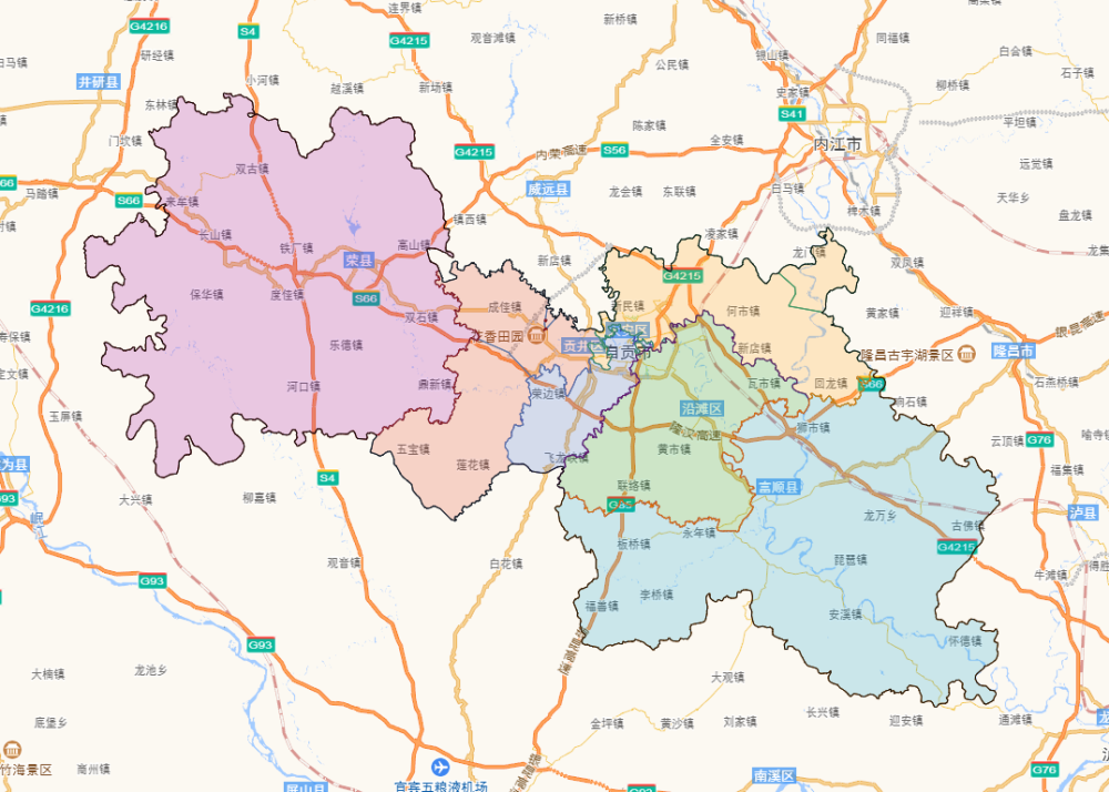自贡各区县人口一览:荣县46.95万,贡井区22.67万