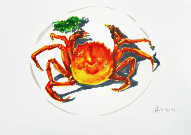 0基础画秋天的大螃蟹|跟晨爸学画画|螃蟹|马克笔|平涂