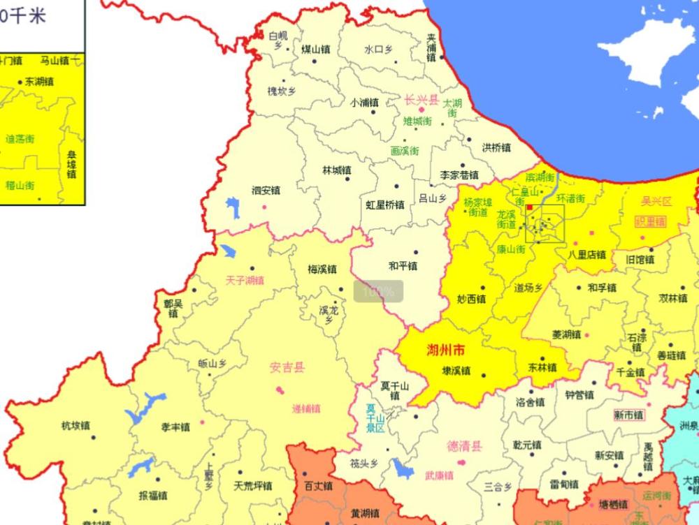 浙江湖州2区3县45镇人口土地工业基本统计