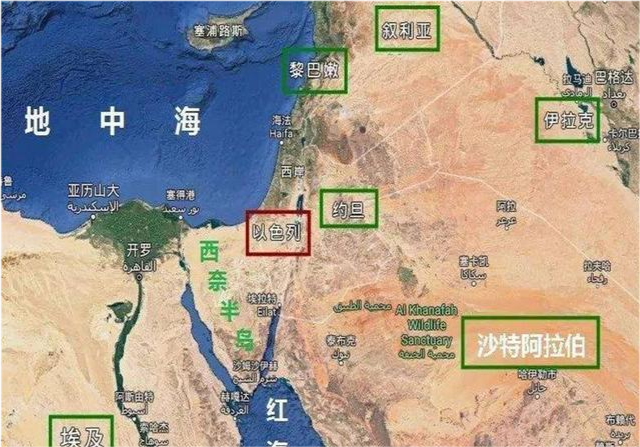 我们先来看一下以色列的地理位置.