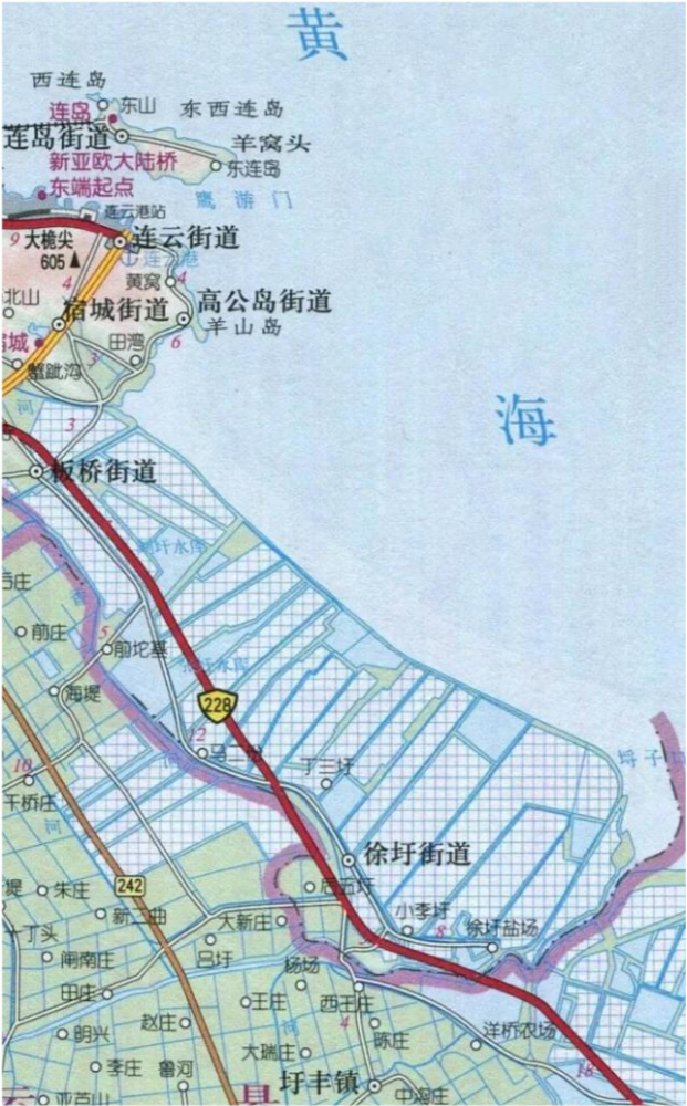 连云港徐圩街道以前有大片盐田,还有多尾闾水系入海的埒子口