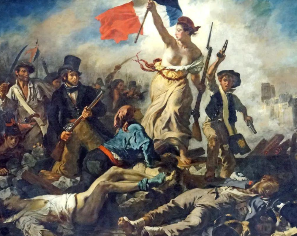 法国画家德拉克洛瓦的画作《自由引导人民》.