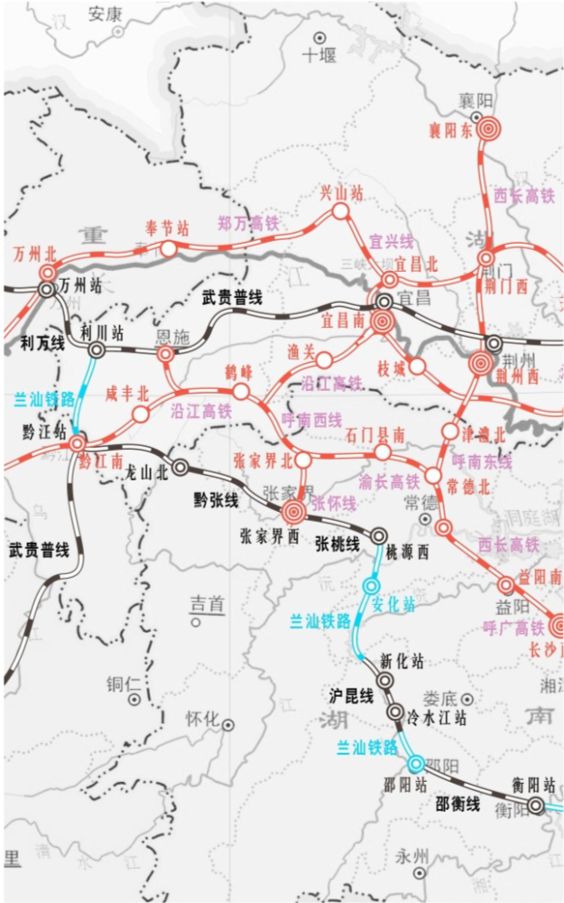 兰汕铁路"川北,渝东,鄂西,湘中"规划图