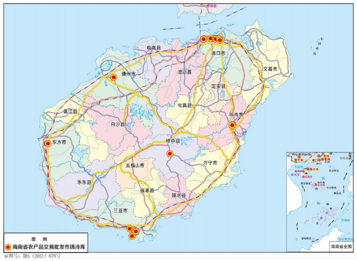 海南省"十四五"农产品交易批发市场冷库规划布局图