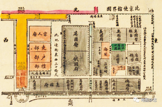 清代李明治彩绘《北京全图》中的"东交民巷"区域1900—1901 年德意志