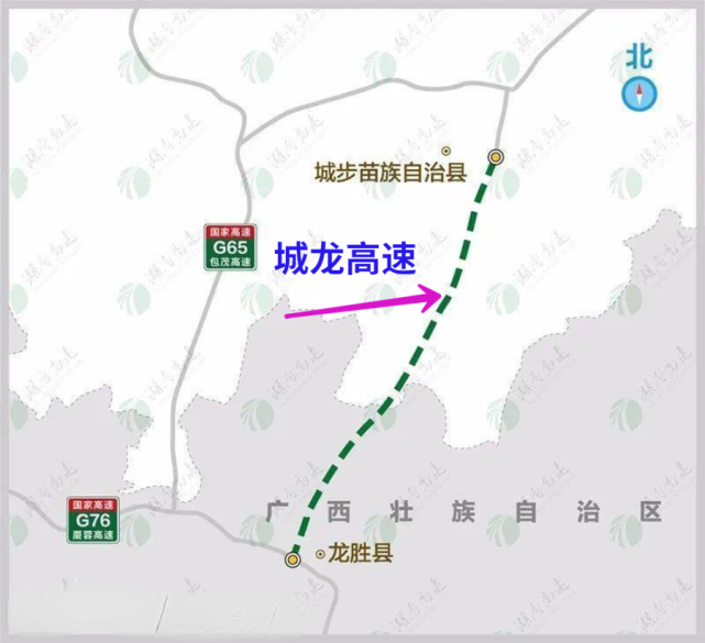 公园(试点),止于湘桂交界的五团镇双田,顺接城步至龙胜高速公路广西段