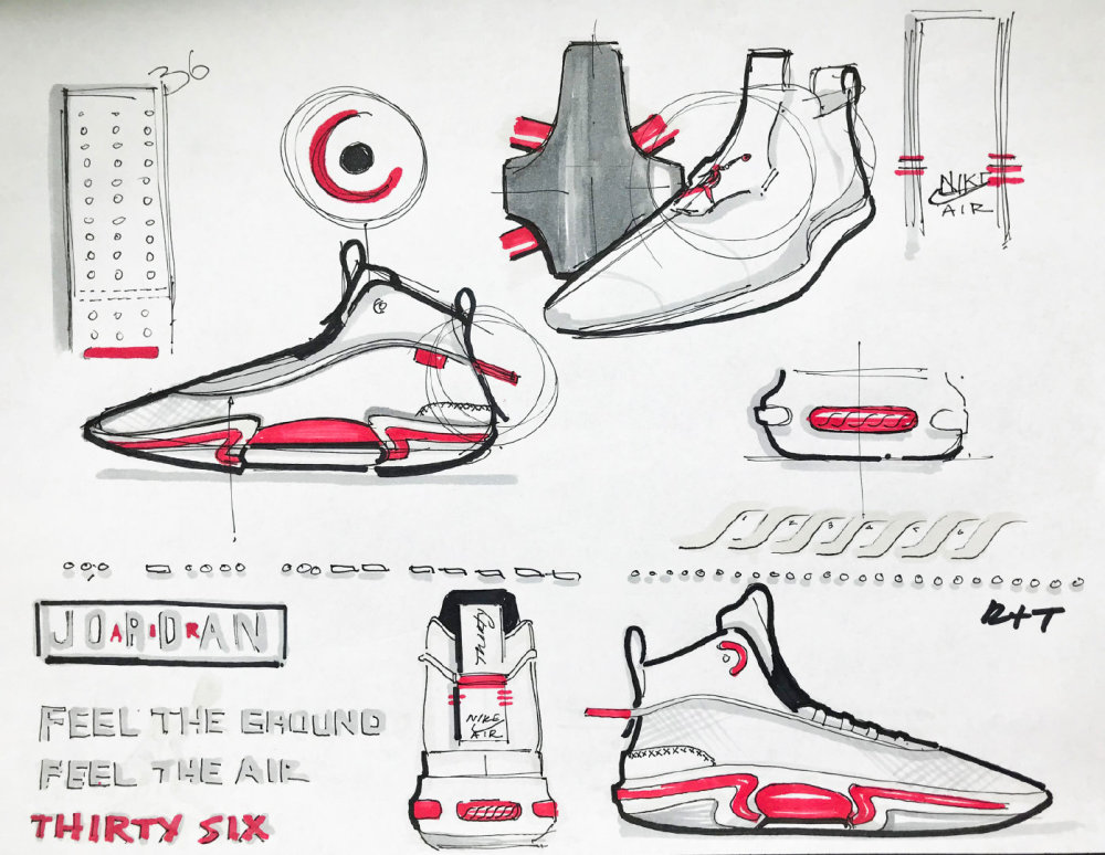 3年设计同一双鞋?详解aj36手稿:追求轻质,缓震顶配,惊喜太少