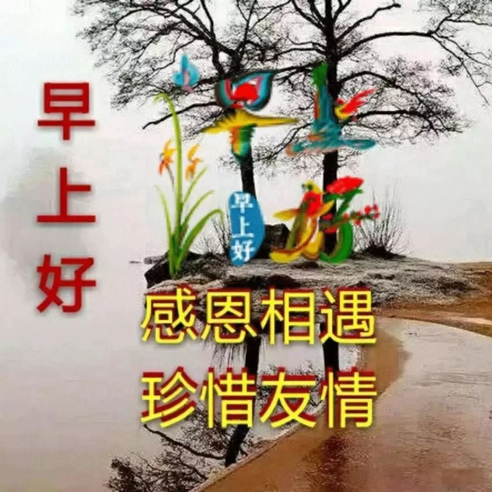 清晨最美早安问候语图片带字温馨 温馨早上好动态表情图片