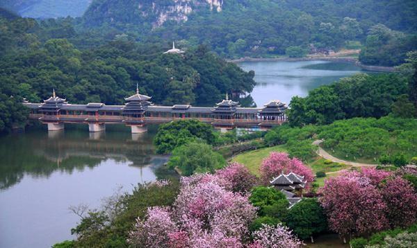 柳州大龙潭公园 大龙潭风雨桥