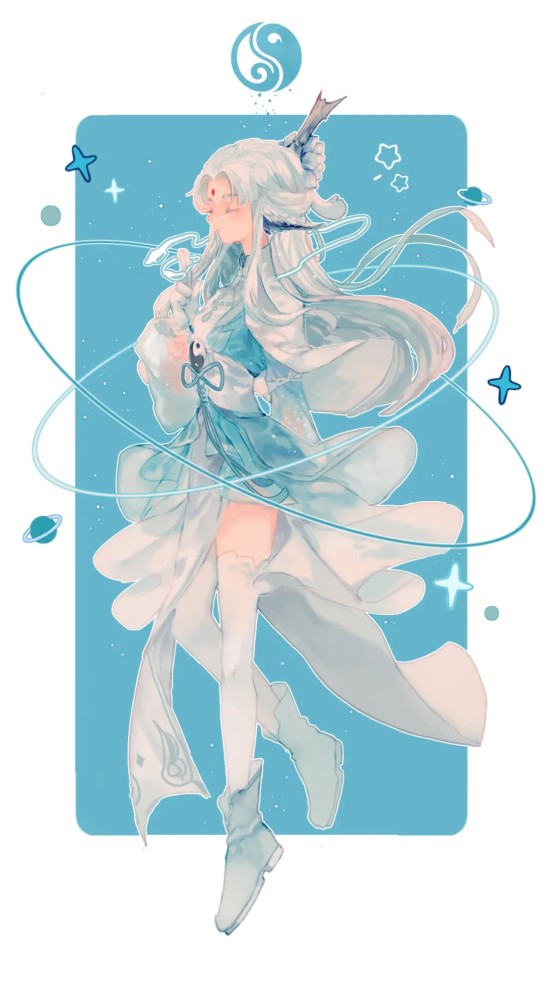 插画分享 甜酷女孩星空塔罗牌