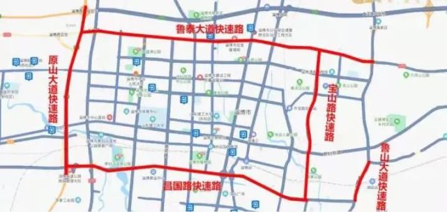 5月18日上午,鲁泰大道上海路交叉路口附近的淄博城市快速路网正式开