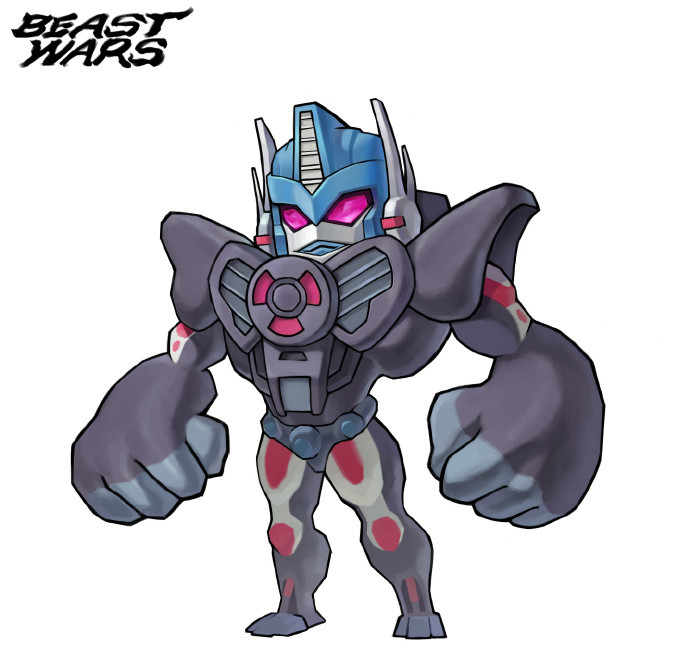 模玩控:变形金刚q版《野兽战争》巨无霸成员插画