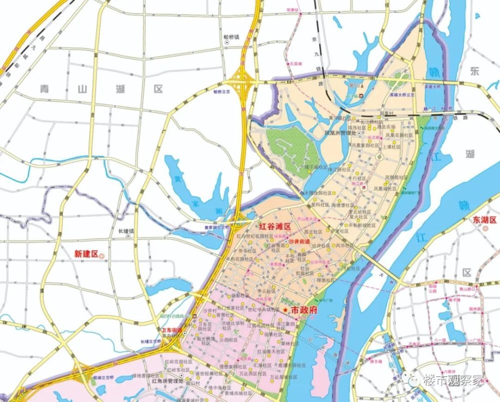 南昌市红谷滩区行政区划图正式公布,望城红谷滩界限清晰!