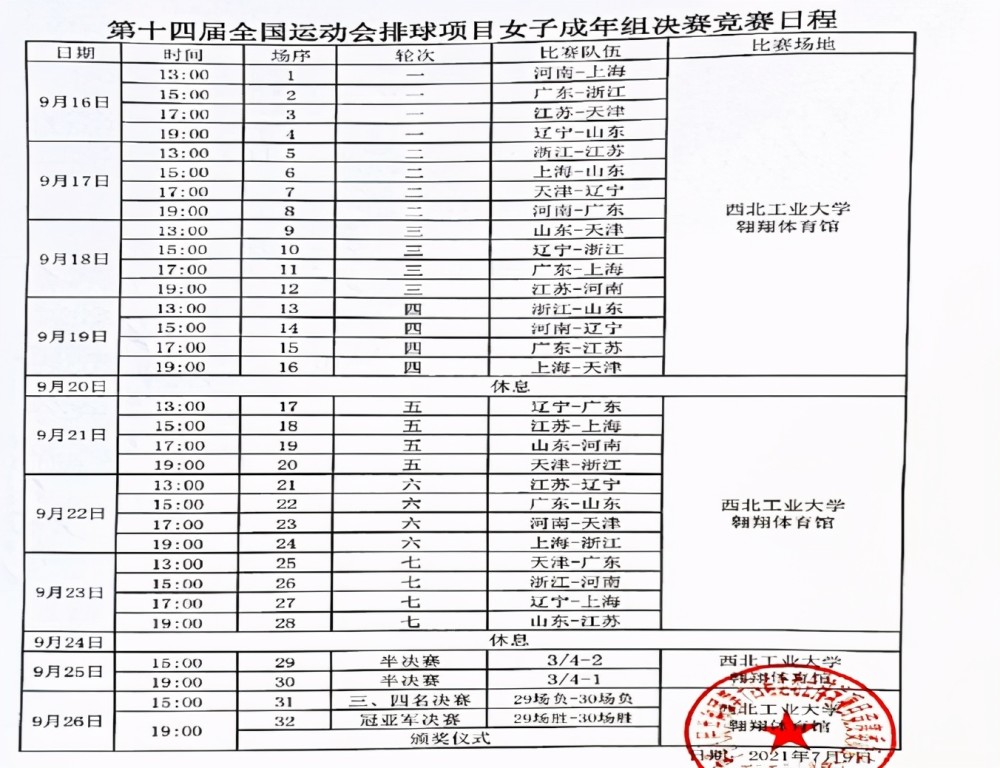 全运会女排赛程揭晓!11天连轴转考验体能,首轮就是津苏大战