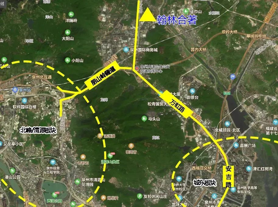 临近朋山岭隧道,刺桐路北拓(规划中),洛江高速口,泉州高铁站等,多维路