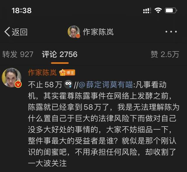 作家陈岚因霍尊遭痛批,霍尊西安好友开始反击,事情新