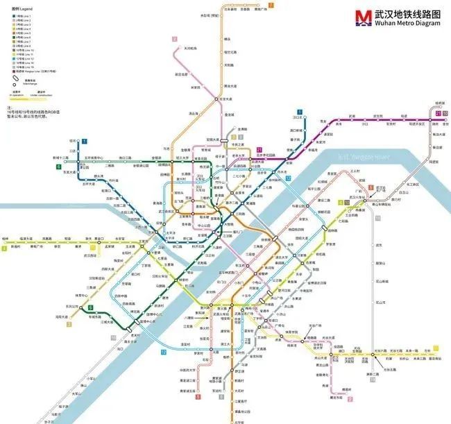 注意,下面这张图—— 武汉地铁运行图 #2 汉口的地铁路网密度之大