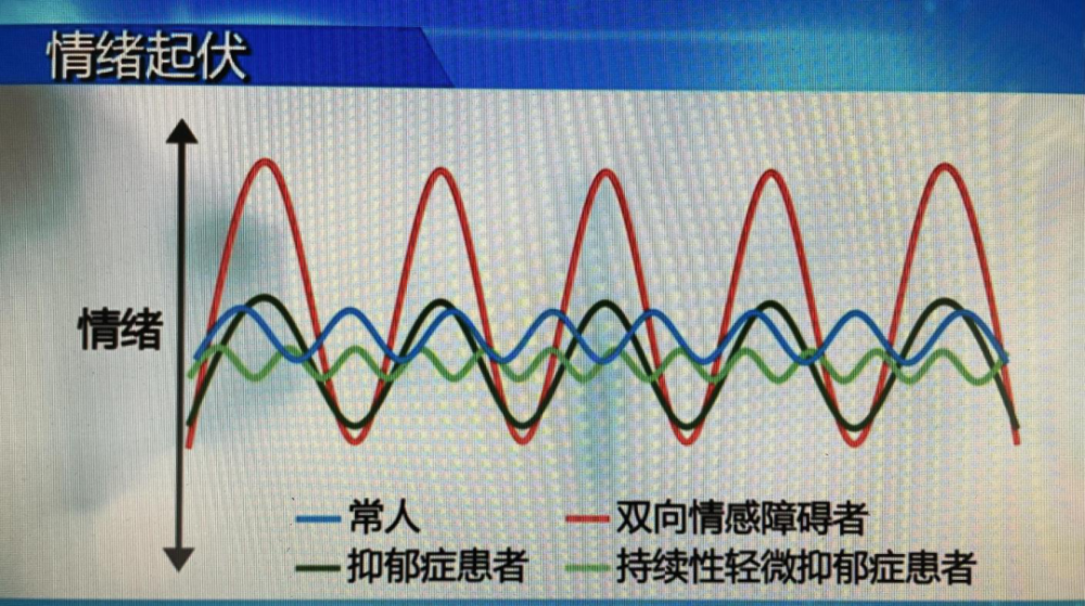 上图很形象地描绘了双相情感障碍患者的情绪起伏(红色曲线)情况.