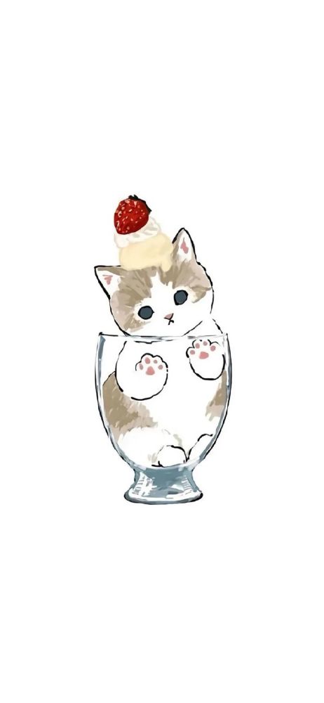 壁纸|可爱猫咪手绘插画高清手机壁纸