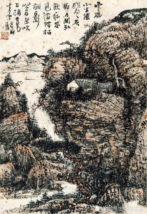 元人笔墨,宋人气象,黄秋园绘《枯树寒山》|宋朝|画家|山水画|黄秋园