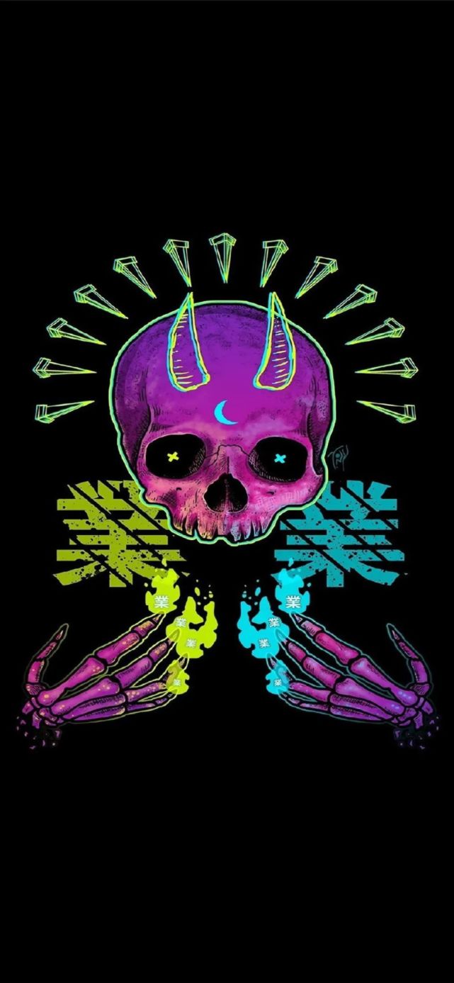 抖音壁纸个性创意恐怖骷髅高清手机壁纸
