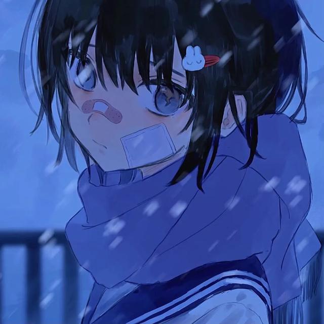 动漫头像|蓝色系可爱女生头像