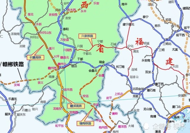 除赣深高铁外,赣州枢纽计划再新建5条铁路,其中3条是