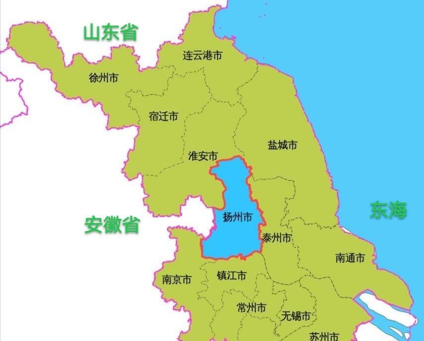 扬州市在江苏省的地理位置图扬州市辖区面积6000多平方公里,总共管辖