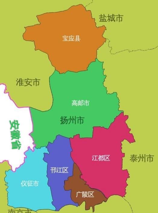 扬州市1县2市3区建成区面积排名最大是邗江区最小是高邮市