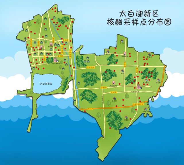 济宁太白湖新区疫情服务手绘地图清新出炉!