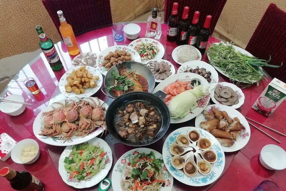 广东,东北,山东,远洋货船,各地的晒年夜饭收集好了,开眼界了