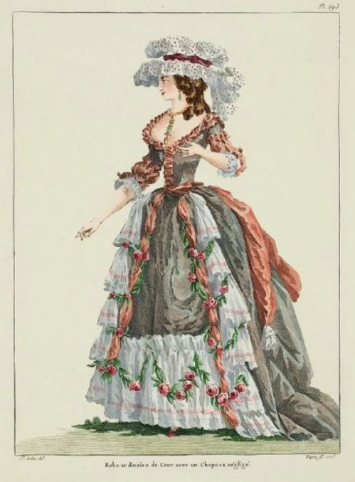 新的洛可可风格的女装上又一次出现裙撑,这是继16世纪文艺复兴时期的