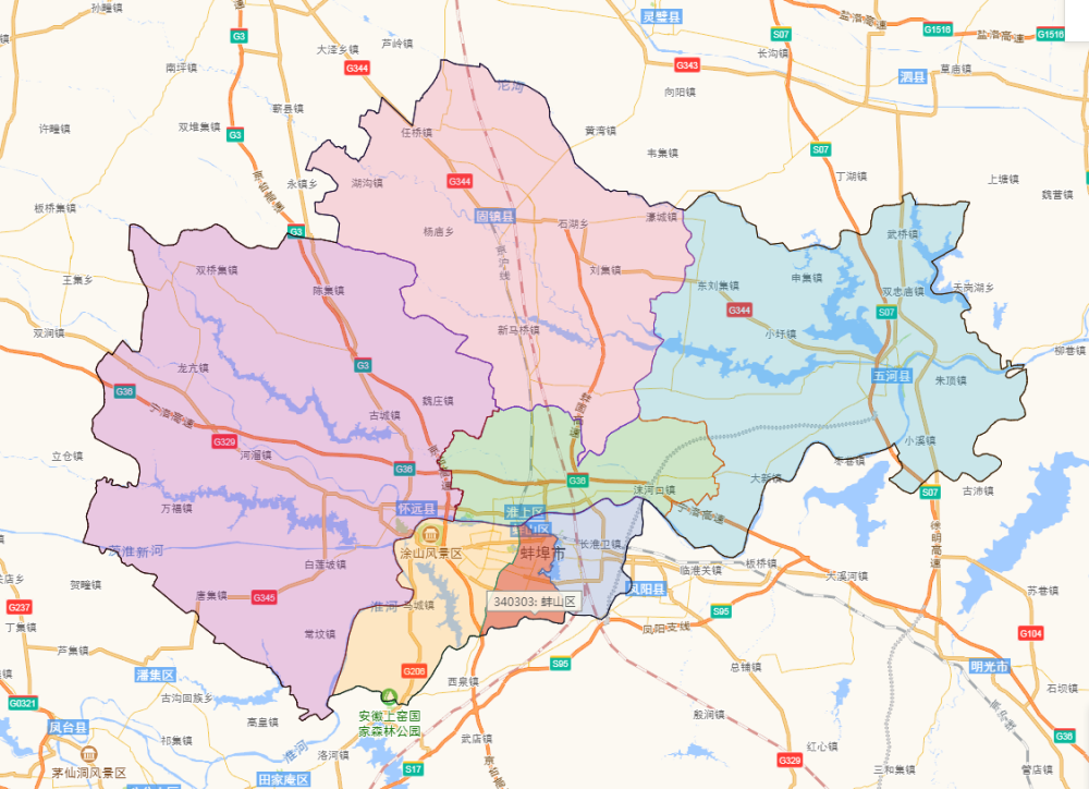 蚌埠各区县人口一览:五河县52.35万,淮上区28.39万
