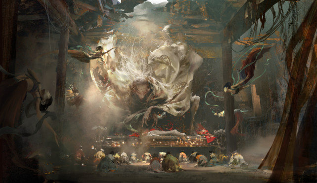 中式魔幻画风的人物插画,给人一种安静深邃的感觉