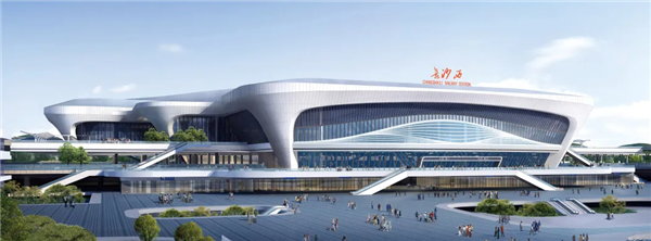 长沙西站所在的常益长高铁西起常德市,经益阳市,引入长株潭城际铁