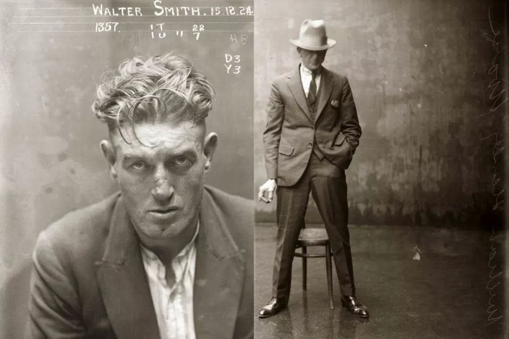 这位表情十分凶狠的男人是一位澳大利亚的黑帮成员,图片拍摄于1925年.